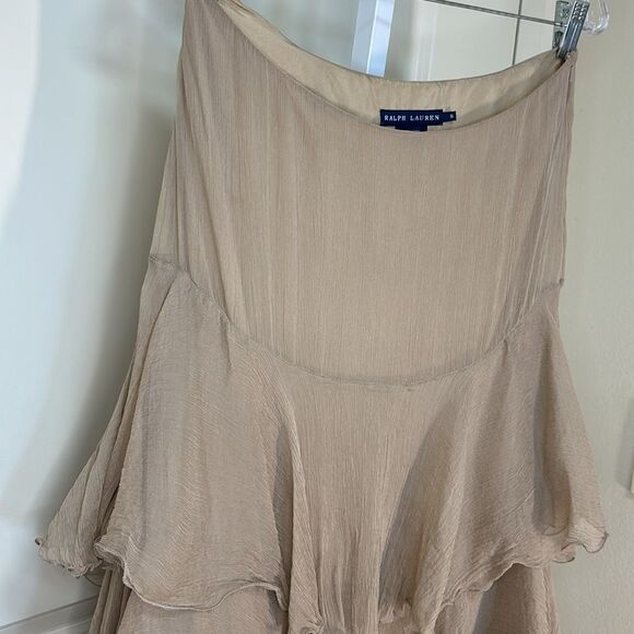 Ralph Lauren - Black Label Silk Ruffle Tiered Midi Skirt - Size 6, Light Brown - Picture 8 of 15
